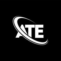 ATE logo. ATE letter. ATE letter logo design. Initials ATE logo linked with circle and uppercase monogram logo. ATE typography for technology, business and real estate brand.