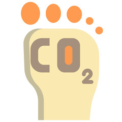 carbon foot print flat style icons