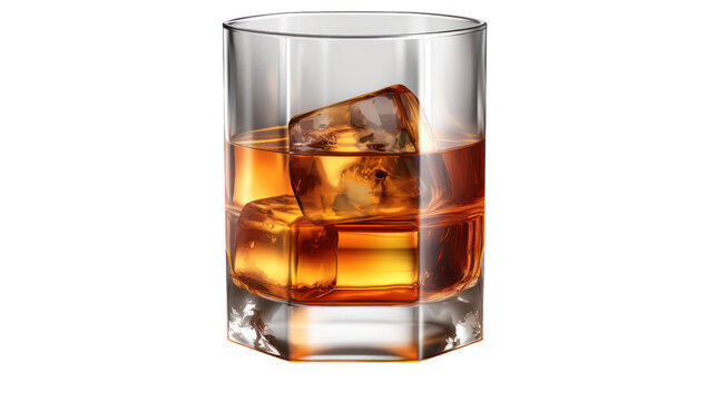 glass of whiskey isolated on transparent and white background.PNG image