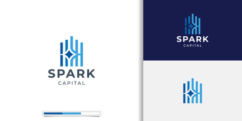 Spark logo with combine finance capital designs vector template.