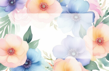 Watercolor floral background with  flower and space for text . illustration