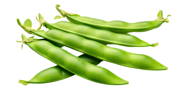 Fresh green pea pod isolated on transparent and white background.PNG image