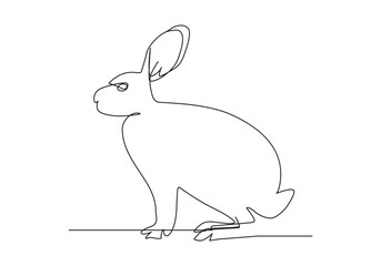 Easter bunny  in Continuous one line drawing. Rabbit icon. Black and white minimal concept vector illustration.
