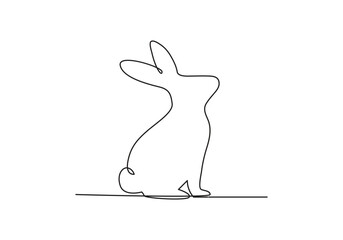 Easter bunny  in Continuous one line drawing. Rabbit icon. Black and white minimal concept vector illustration.
