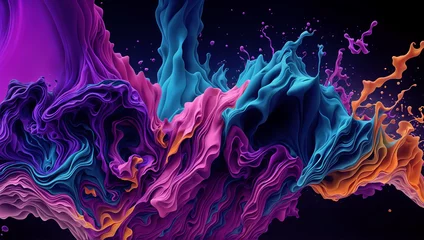 Fotobehang Colorful splashes of paint. AI © vvicca