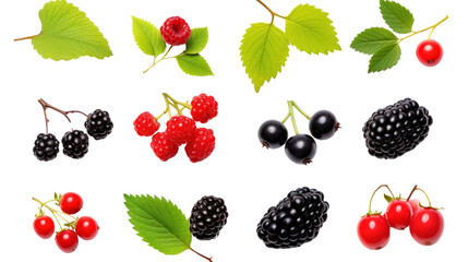 Berries collection isolated on transparent and white background.PNG image