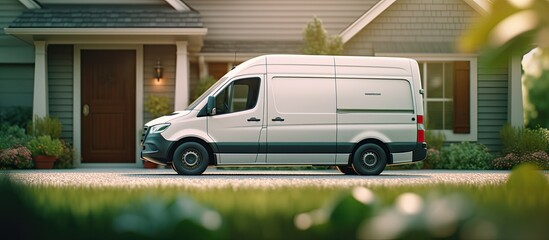 A white van with a delivery package inside