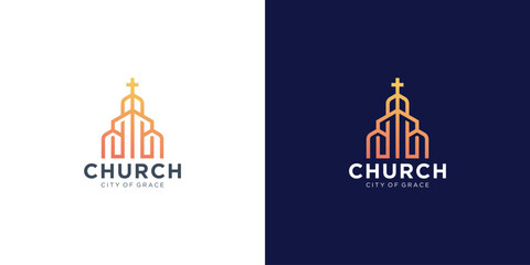 Fototapeta na wymiar Symbol Christian Church Jesus Cross Gospel logo design inspiration. premium vector
