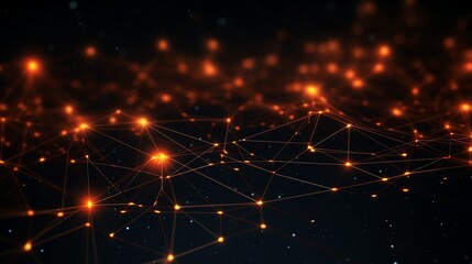 Visualization of a data technology theme, abstract design with 3D rendered connecting dots and lines, set on a dark background