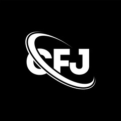 CFJ logo. CFJ letter. CFJ letter logo design. Initials CFJ logo linked with circle and uppercase monogram logo. CFJ typography for technology, business and real estate brand.
