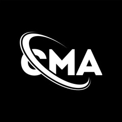CMA logo. CMA letter. CMA letter logo design. Initials CMA logo linked with circle and uppercase monogram logo. CMA typography for technology, business and real estate brand.