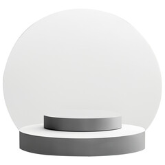 Two step Podium display , cylinder pedestal. Realistic modern rendering 3d shape for products display presentation. Abstract, Pastel minimal wall scene, Studio room.