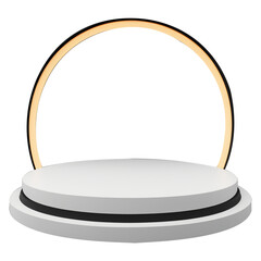 Two step Podium display , cylinder pedestal. Realistic modern rendering 3d shape for products display presentation. Abstract, Pastel minimal wall scene, Studio room.