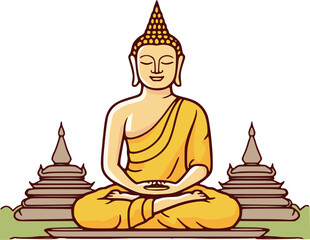 vector colorful budha with flat design