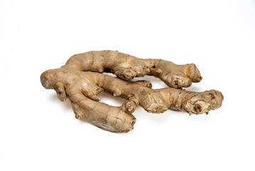 Ginger roots on white background.