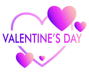 Happy Valentine's Day text, in heart frame with hearts, holiday february card