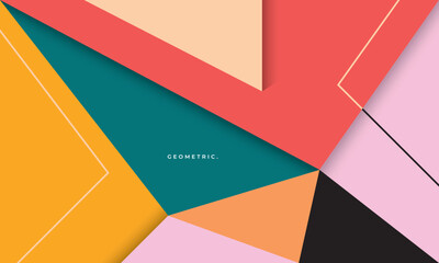 Abstract simple geometric background template copy space. Colorful polygon layer backdrop. Modern geometry design for poster, banner, cover, presentation, cover, or presentation.