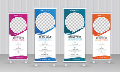 Professional Business Roll Up banner set, vector creative design, Modern Corporate x banner or sale banner template billboard of trendy flag banner or pull up banner, Standee template