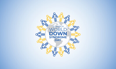 world down syndrome day, World down syndrome day with blue yellow color awareness ribbon bow Vector illustration.