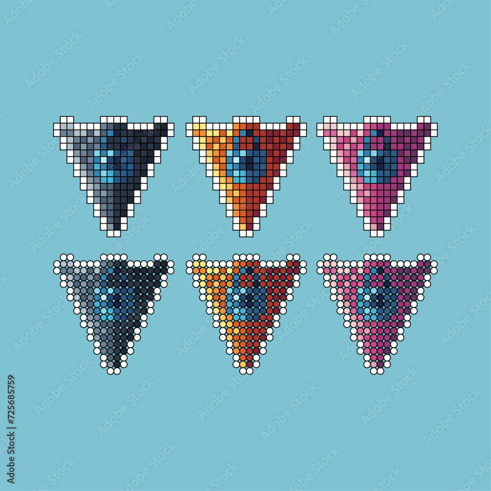 Fototapete pixel art strok sets icon of lock shield variation color. locked shield icon on pixelated style. 8bi