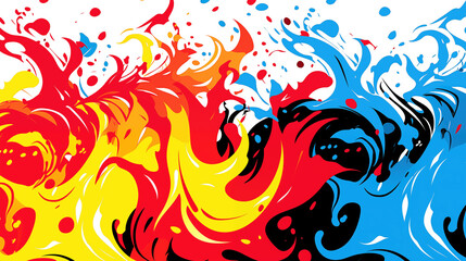 fire and water inspired modern wallpaper, drawing style