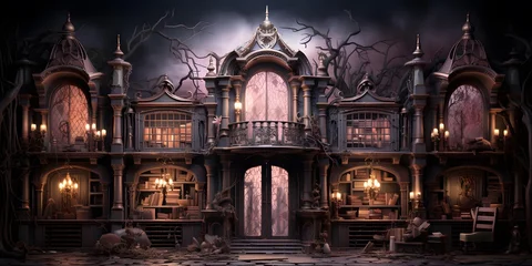 Türaufkleber Fantasy illustration of a haunted house at night. 3D rendering © Michelle
