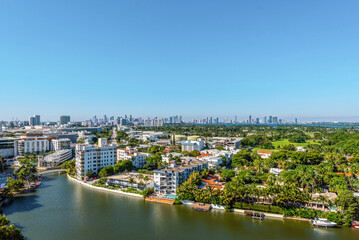 Fototapeta na wymiar View of Downtown Miami from Miami Beach Florida