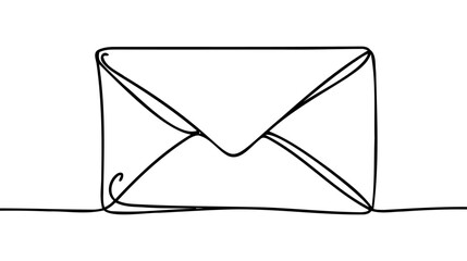 Continuous line drawing of envelope. Vector illustration