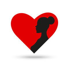 Happy valentines Day love heart with woman