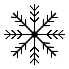 Black isolated snowflake icon silhouette on white background. Vector illustration
