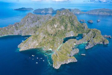 Aerial view of Big Lagoon, Miniloc Island.