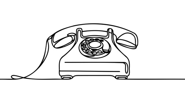 recommend clip art: Rotary dial phone continuous line drawing. One line art of vintage home telephone
