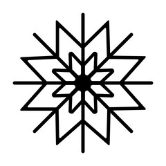 Black isolated snowflake icon silhouette on white background. Vector illustration