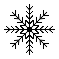 Black isolated snowflake icon silhouette on white background. Vector illustration