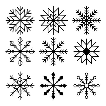 Snowflake Icons Set on White Background. Vector illustration