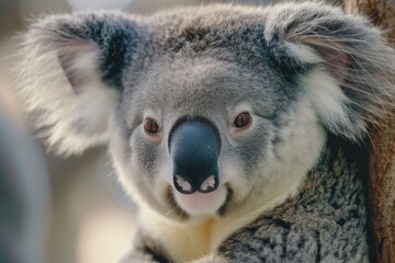 Obraz premium A close up shot of a koala bear perched on a tree branch. Perfect for nature and wildlife enthusiasts.