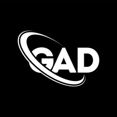 GAD logo. GAD letter. GAD letter logo design. Intitials GAD logo linked with circle and uppercase monogram logo. GAD typography for technology, business and real estate brand.