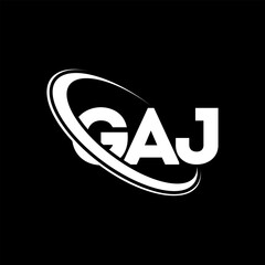 GAJ logo. GAJ letter. GAJ letter logo design. Intitials GAJ logo linked with circle and uppercase monogram logo. GAJ typography for technology, business and real estate brand. - obrazy, fototapety, plakaty
