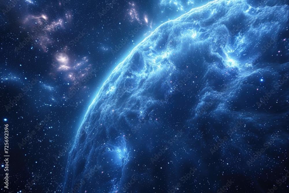 Poster A stunning view of the Earth from space with a backdrop of stars. Perfect for projects related to astronomy, space exploration, or the wonders of the universe