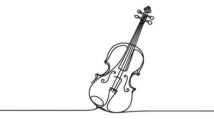 Violin one line art. Continuous line drawing of musical instrument
