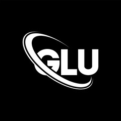 GLU logo. GLU letter. GLU letter logo design. Initials GLU logo linked with circle and uppercase monogram logo. GLU typography for technology, business and real estate brand.