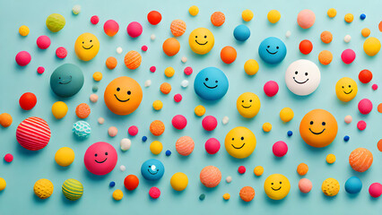 A concept design that expresses the happy emotions of the day with images of various colors. Generative AI.