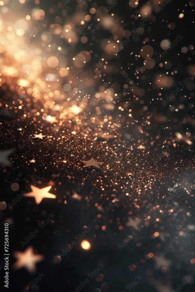 Poster a blurry image capturing the beauty of stars in the night sky. perfect for astronomy enthusiasts or 