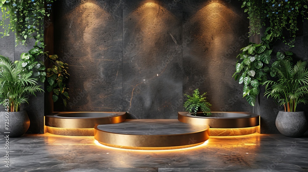 Aufkleber An elegant podium scene for presenting a product. Template for product display placement placement.