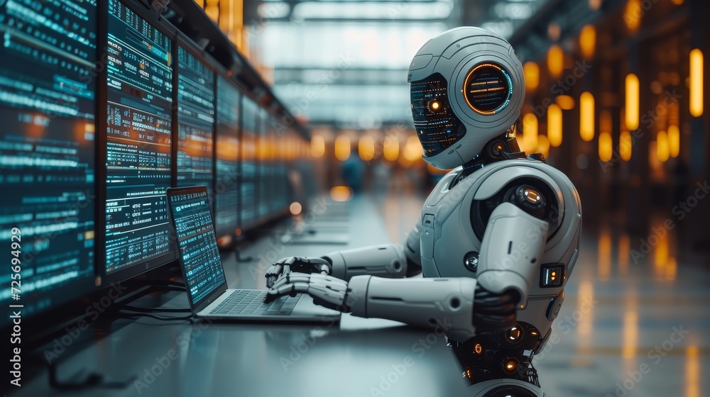 Aufkleber AI technology helps and supports chatbot, chat AI, generating images, writing code, and data analysis using technology smart robots