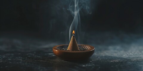 Fototapeta premium A candle with smoke rising from it. Can be used to symbolize tranquility, meditation, or relaxation