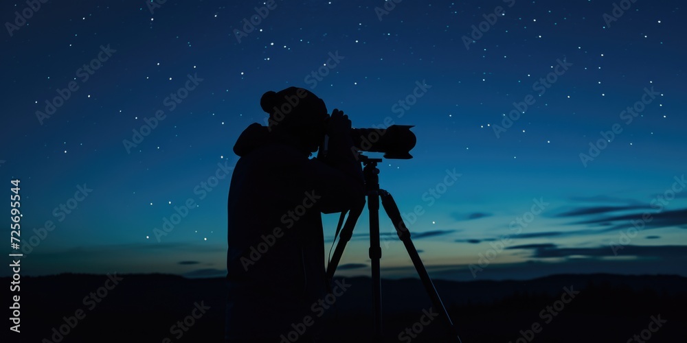 Aufkleber a man is captured in the act of taking a picture with his camera. this image can be used to illustra