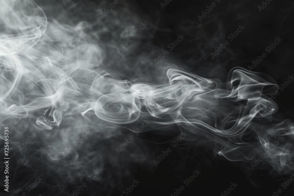 Poster Close-up view of smoke on a black background. Versatile image suitable for various creative projects