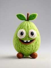 Photo Of A Needle-Felted Cartoon Honeydew Character Isolated On A White Background