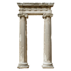 Classic antique marble column. white doric column. ancient greek pillar. isolated on white background or transparent background - obrazy, fototapety, plakaty